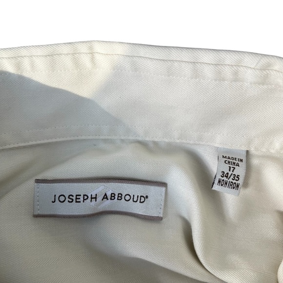 Joseph Abboud 17 34/35 Men’s Button Down Shirt Cream Color with Pattern Cotton - Picture 8 of 9